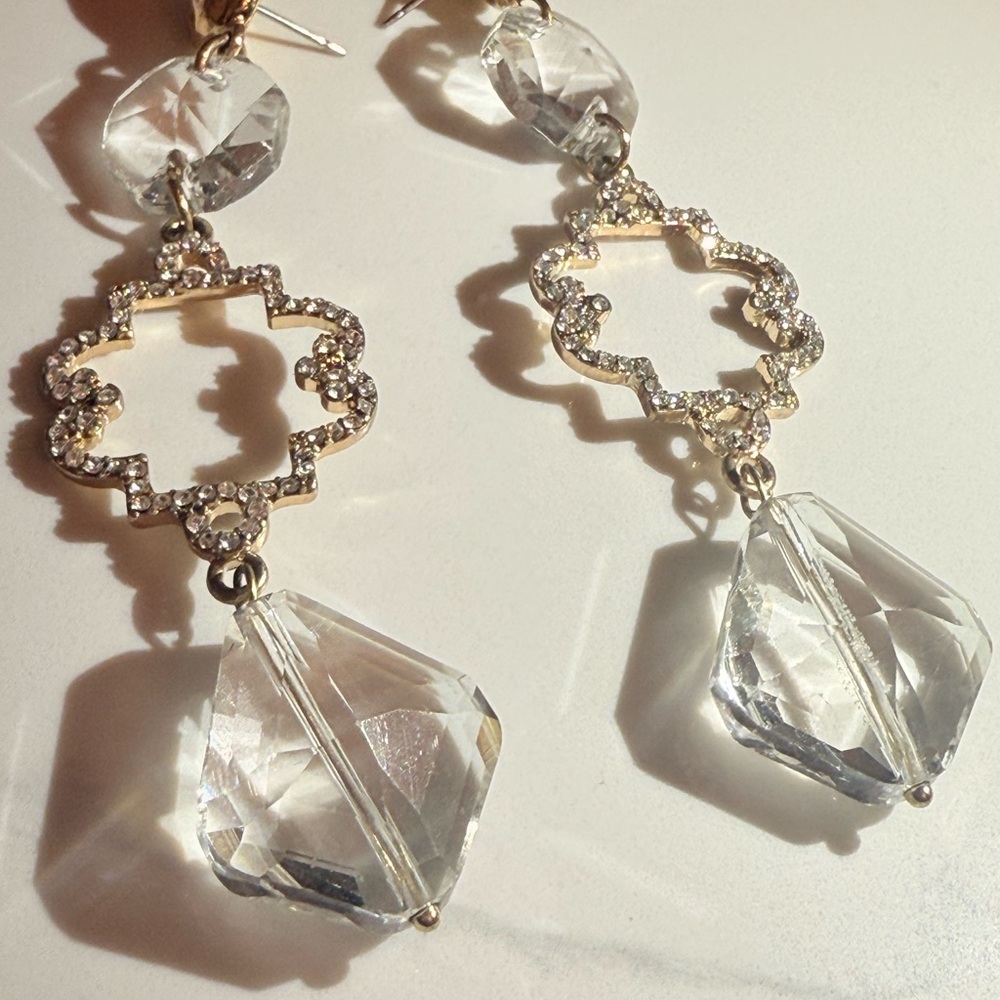Crystal and Gold Drop Earrings